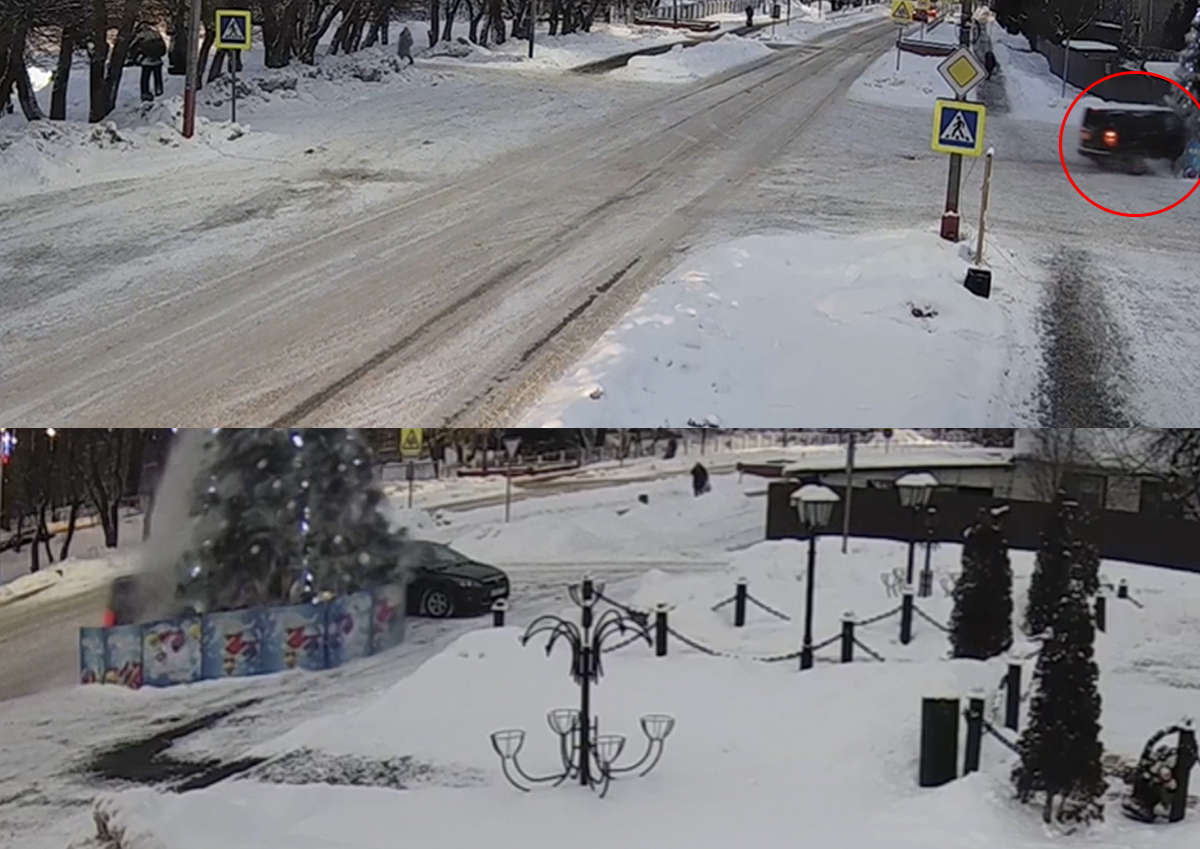 ДТП с новогодней ёлкой в Орехово-Зуево попало на камеру системы «Безопасный регион»