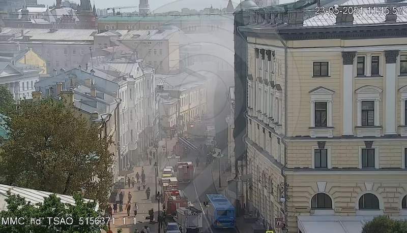 В центре Москвы загорелось здание, находившееся на реконструкции