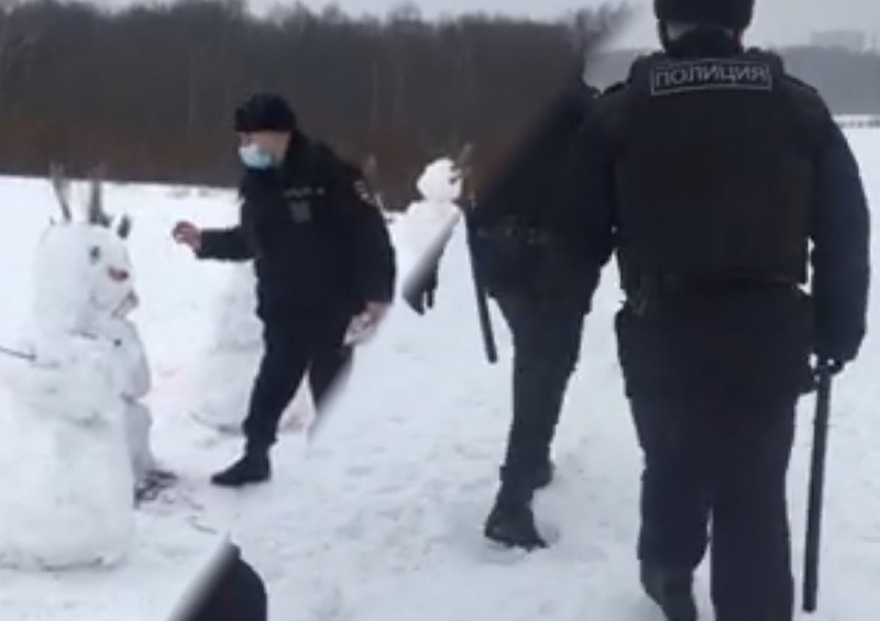 Полиция приехала в Битцевский лес, где проходил флешмоб со снеговиками