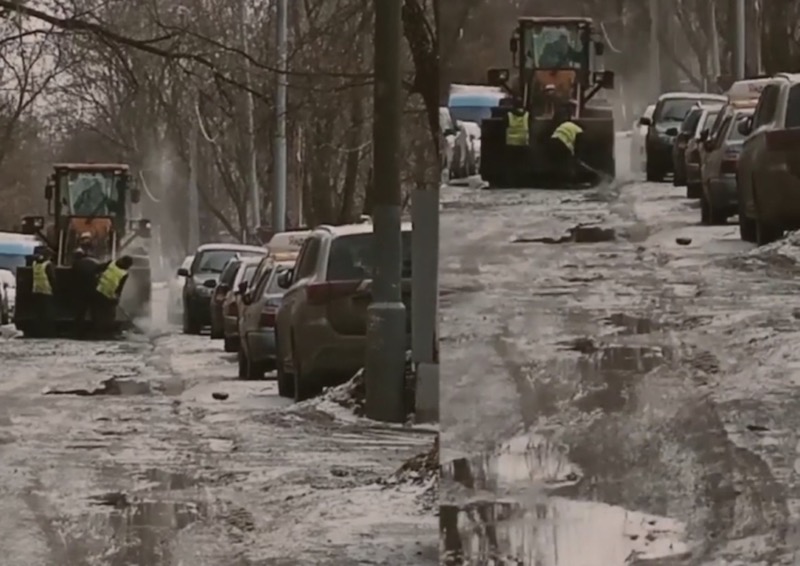 Жители северо-востока Москвы сообщили об укладке асфальта прямо на лед